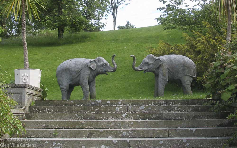 Elephants face off at Sezincote, a house and garden with Indians influences that reflect England's colonial past.