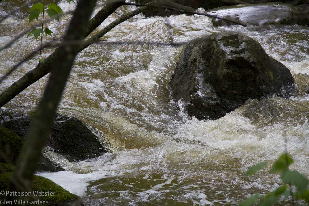 Water pours through the glen that gave Glen Villa its name.