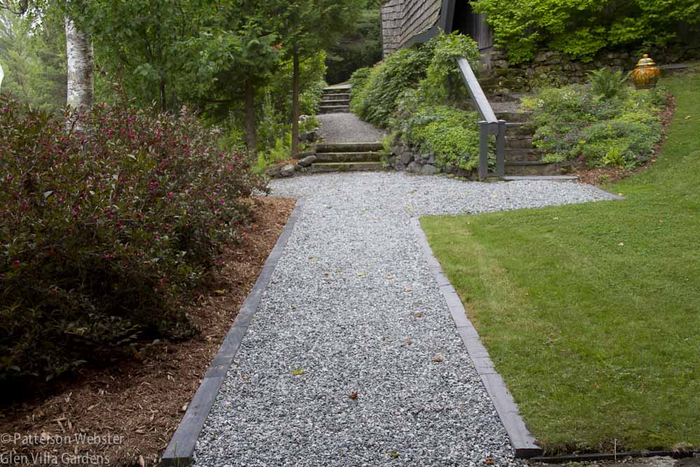 Slate gives a clean edge to the walkway that leads to The Lower Garden