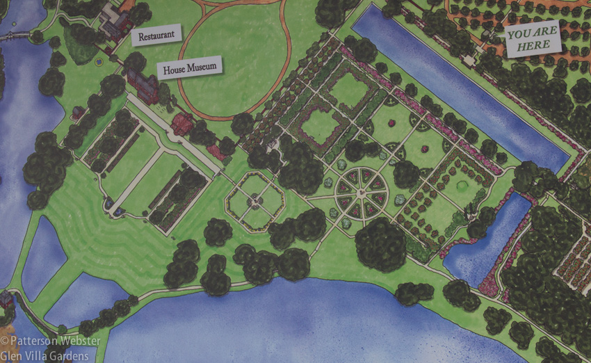 This map shows the layout of the formal gardens and the butterfly lakes, the most distinctive aspect of Middleton Place's design.