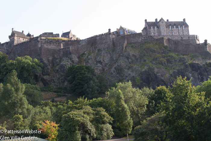 Railway tracks run in the moat that used to protect the castle. The castle hill was a volcano 350 million years ago.