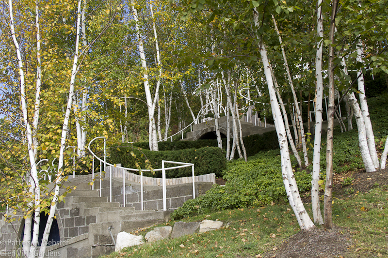 The Blue Steps seen from the side, with autumn foliage.