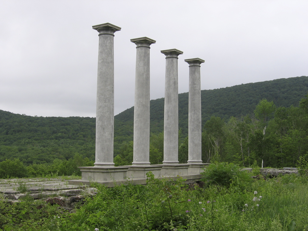 These columns are all that remains of the original house at Ashintully, a property in Massachusetts.