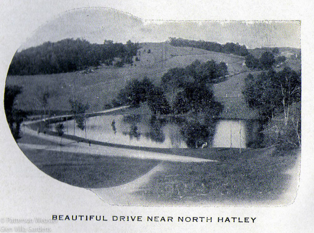 The road separates two parts of the so-called trout pond. The pond was the first obstacle of a 9-hole golf course that was part of Glen Villa Inn. The road separates two parts of the so-called trout pond. The pond was the first obstacle of a 9-hole golf course that was part of Glen Villa Inn.