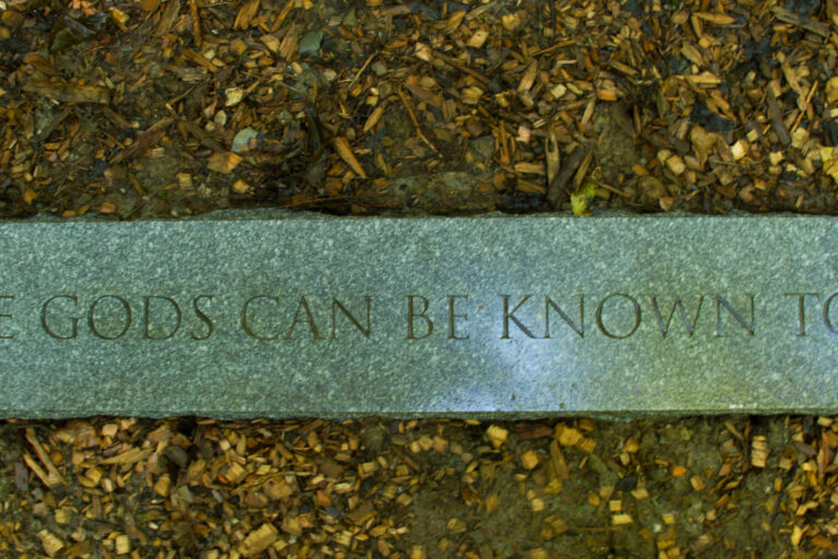 The words come from Chrysippos, a Greek philosopher. I saw them at Little Sparta, a garden in Scotland, and knew immediately I would use them at Orin
