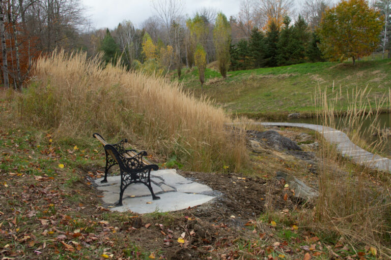The slate under the bench was left over from a previous project.