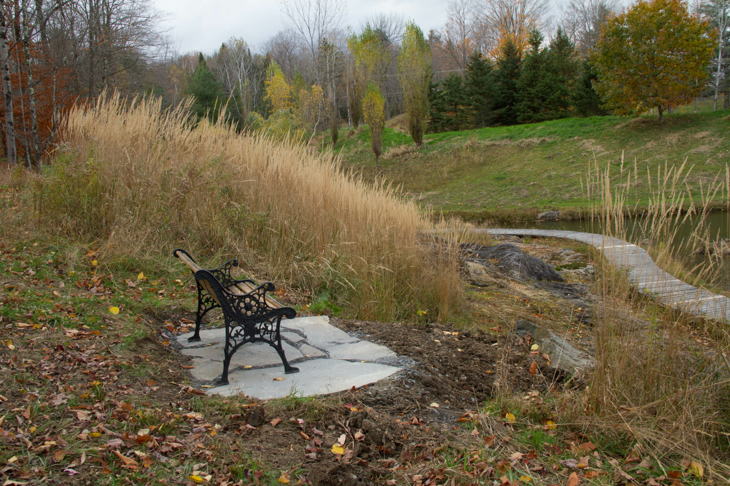 The slate under the bench was left over from a previous project.
