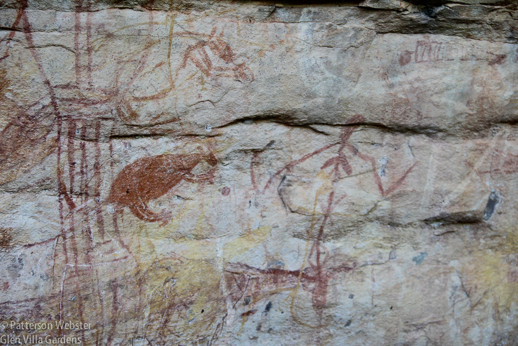 Animals and humans mix in this painting from Kakadu.