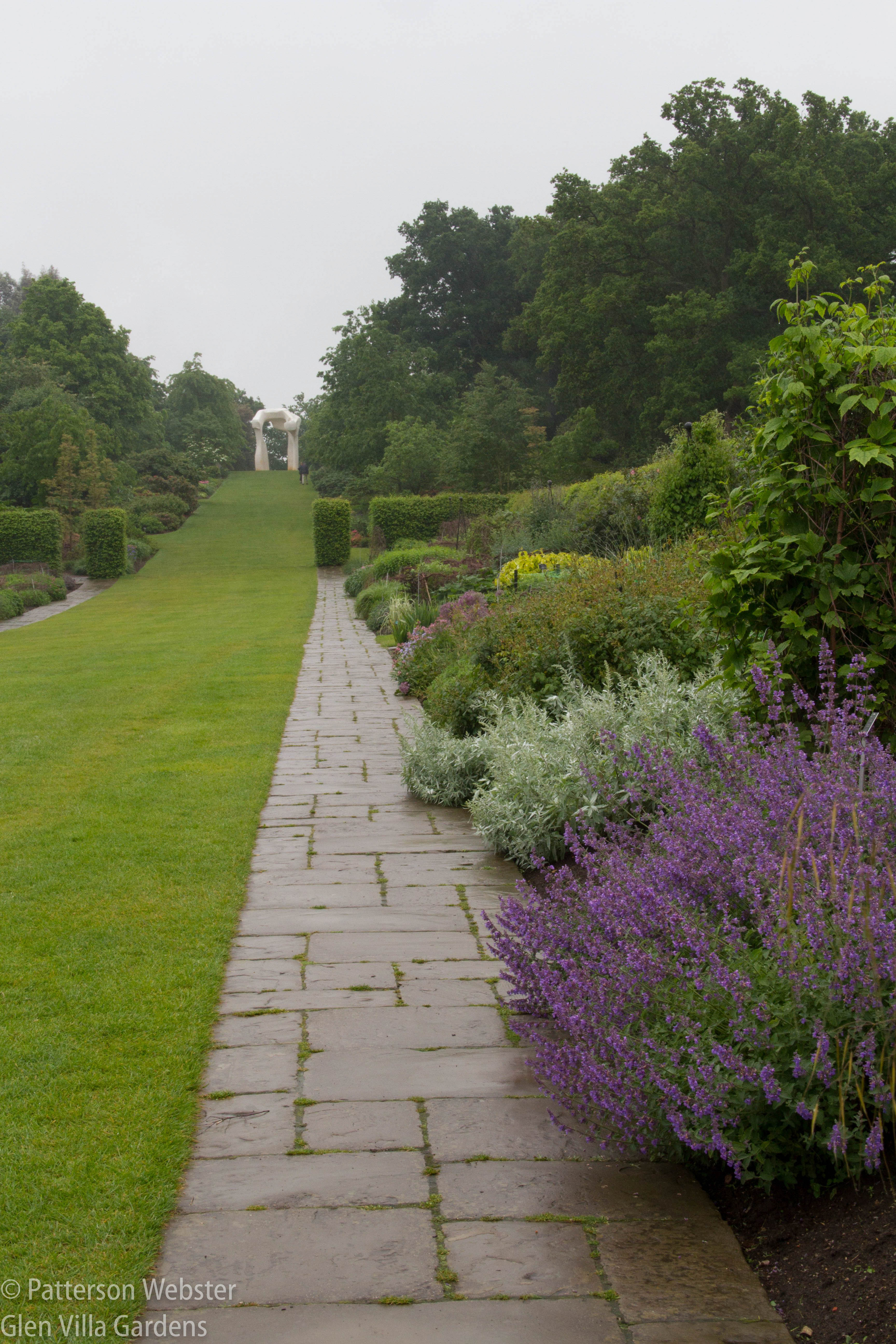 A long approach to a temple at P, a Capability Brown garden.