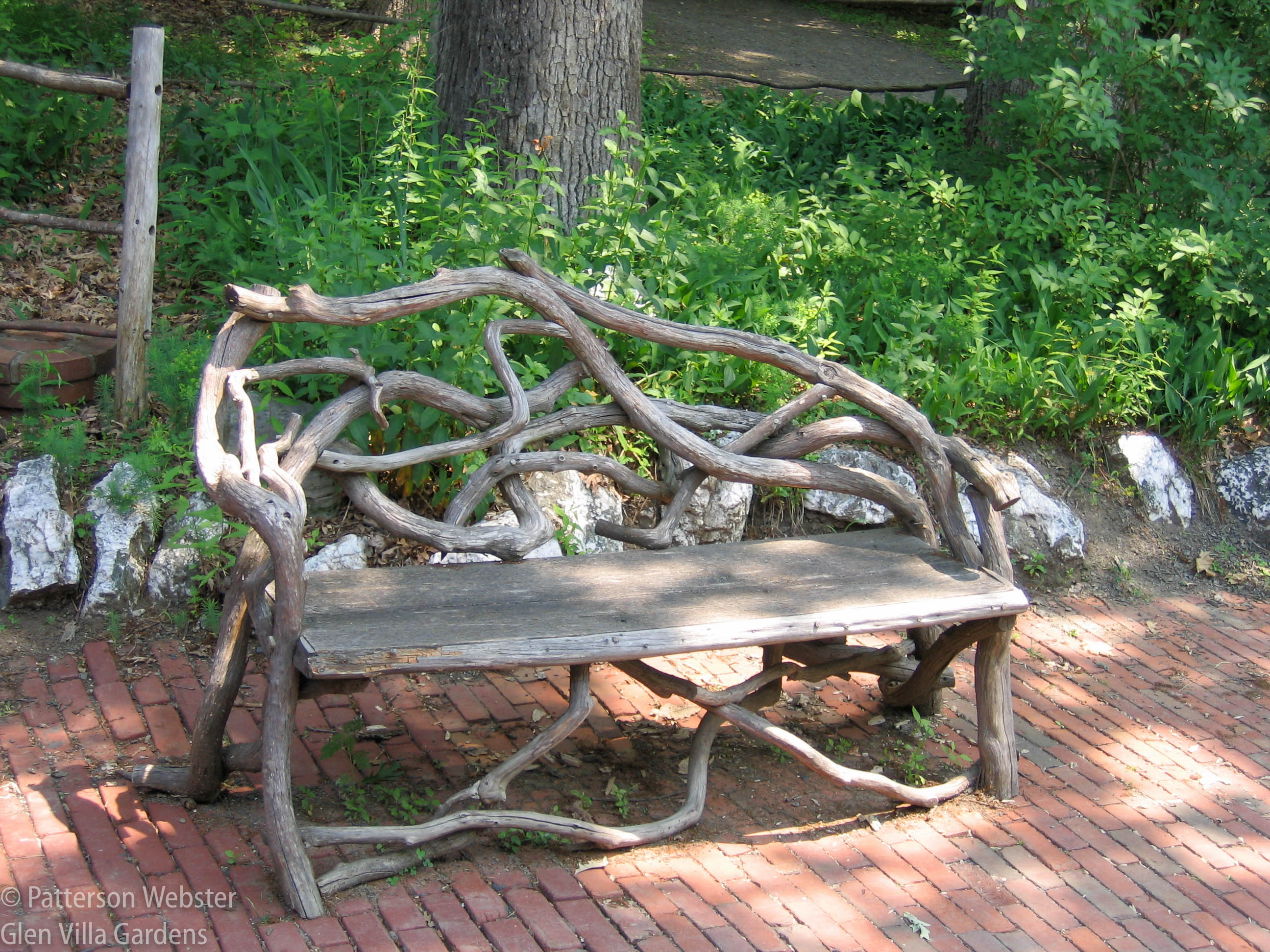 A bench at Olana, the New York state home of the artist Thomas Church, uses curved branches to create an appealing bench.
