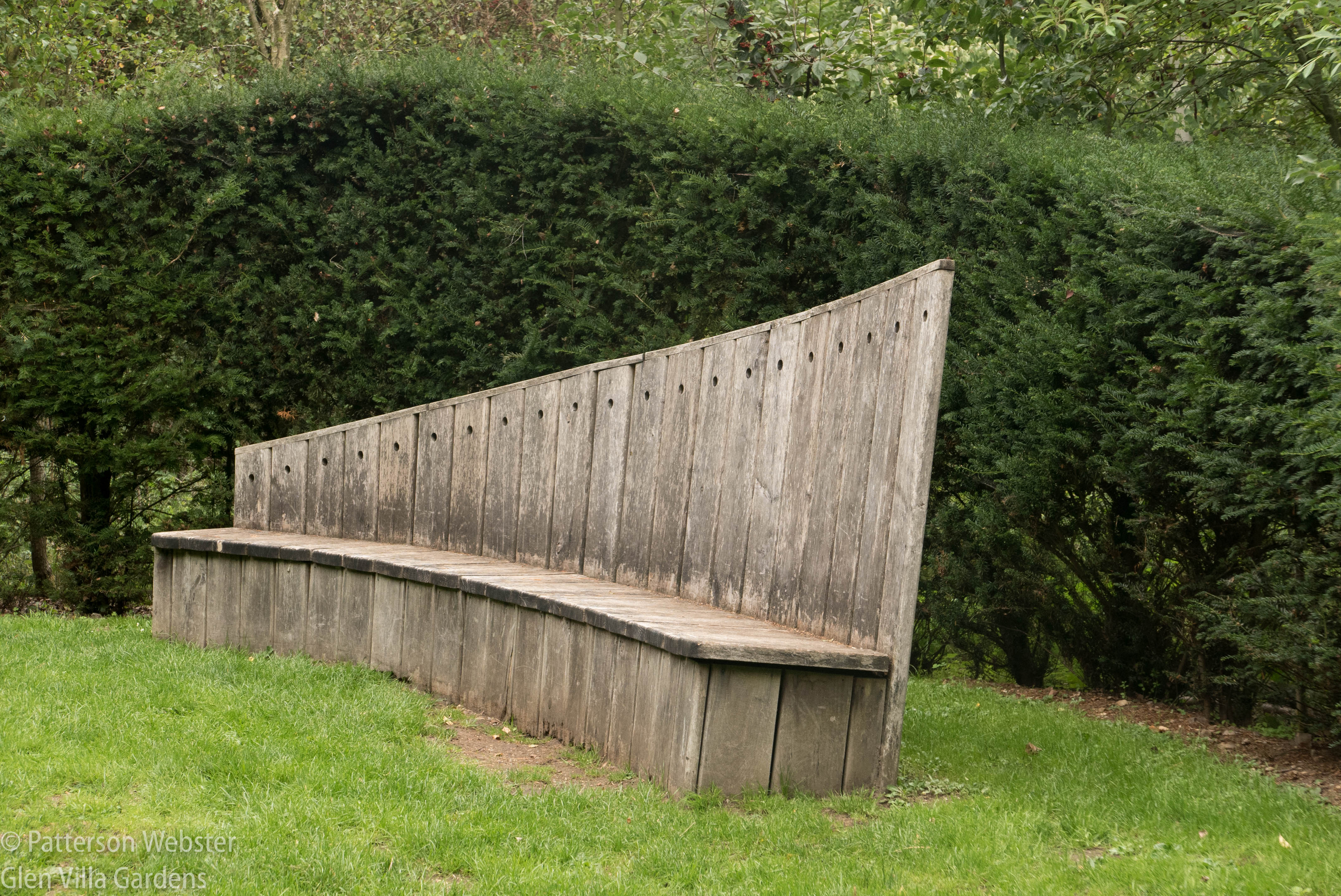 The angled back gives this bench its flair. 