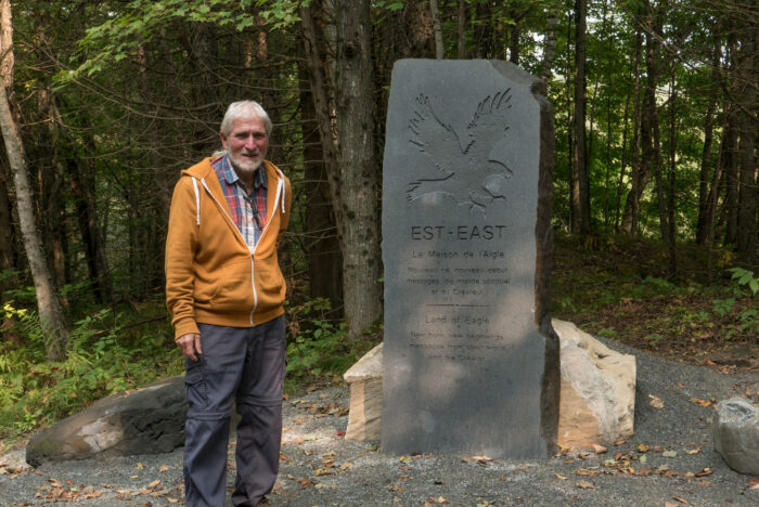 Paul-Conrad Carignan stands beside the eagle, the animal spirit that marks the East. Paul-Conrad Carignan stands beside the eagle, the animal spirit that marks the East.