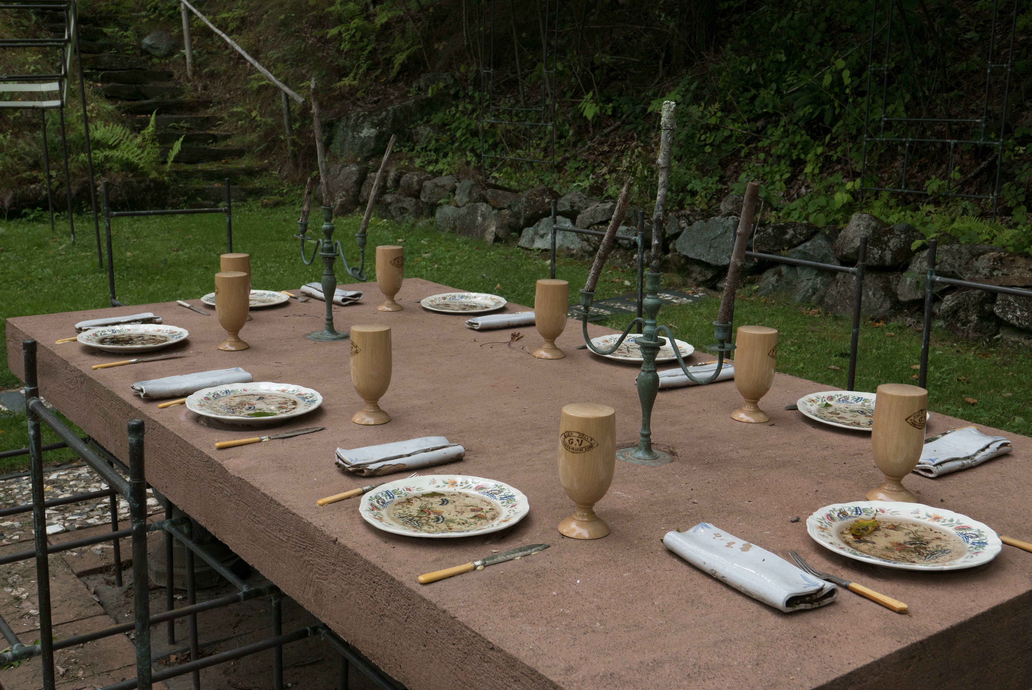 The new plates and goblets were put in place in late summer. 
