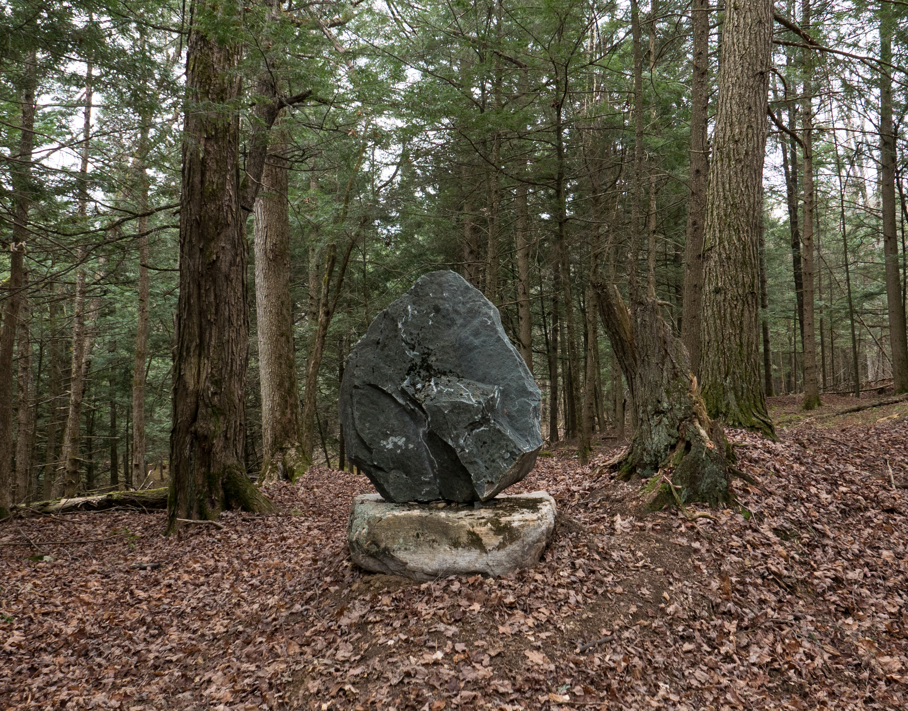Talk about serendipity! What looks like a base for a sculpture was a rock actually in that exact spot. 